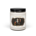 Personalized Forty and Fierce 40th birthday soy candle with leopard print and the name Jessica