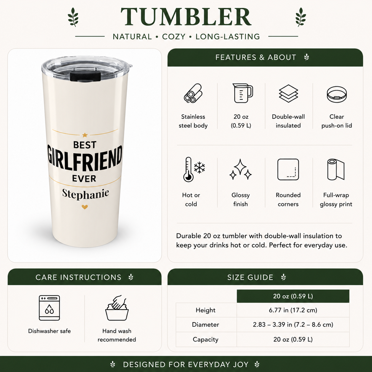 Back angle of Best Girlfriend Ever tumbler design