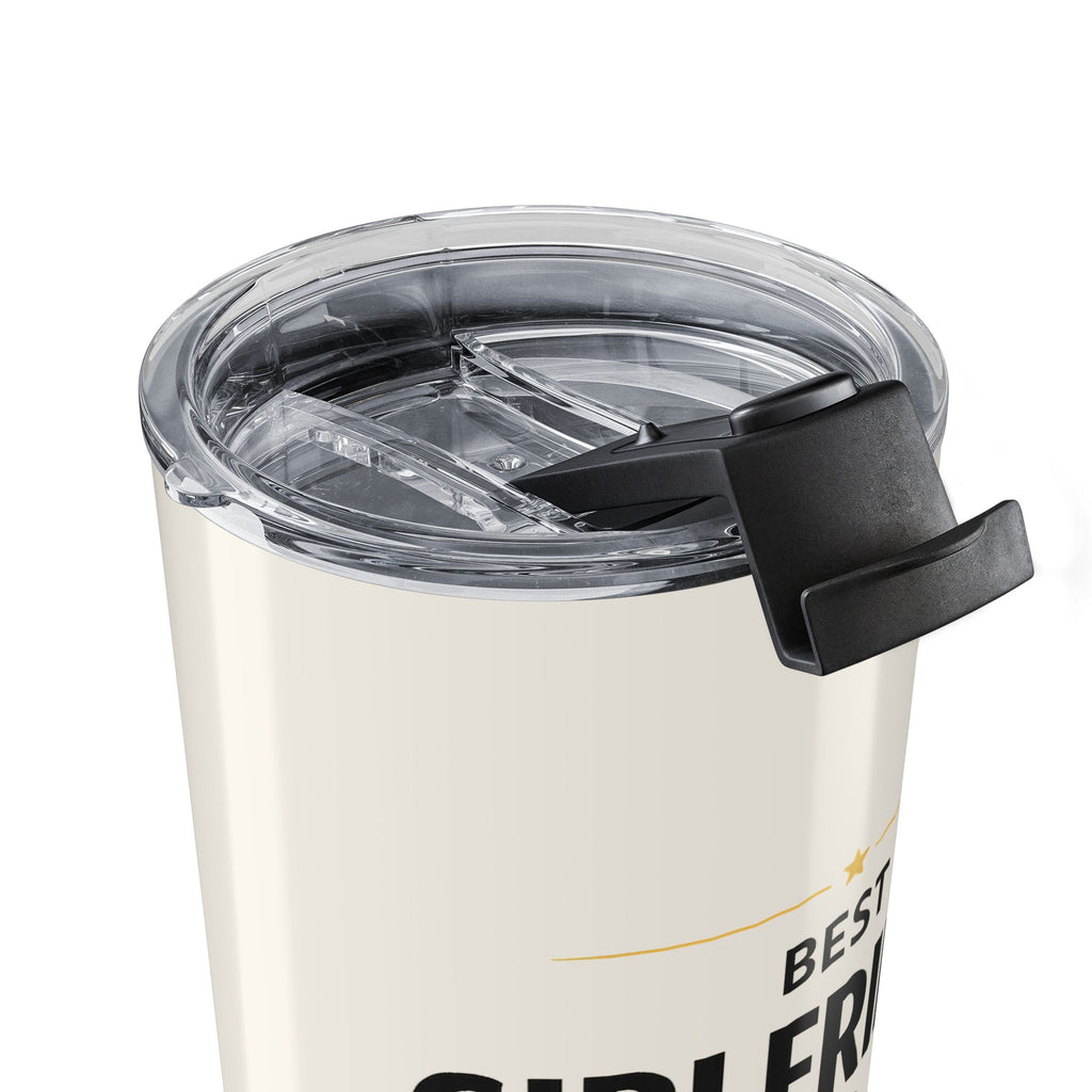 Best Girlfriend Ever tumbler held in hand showing size and grip