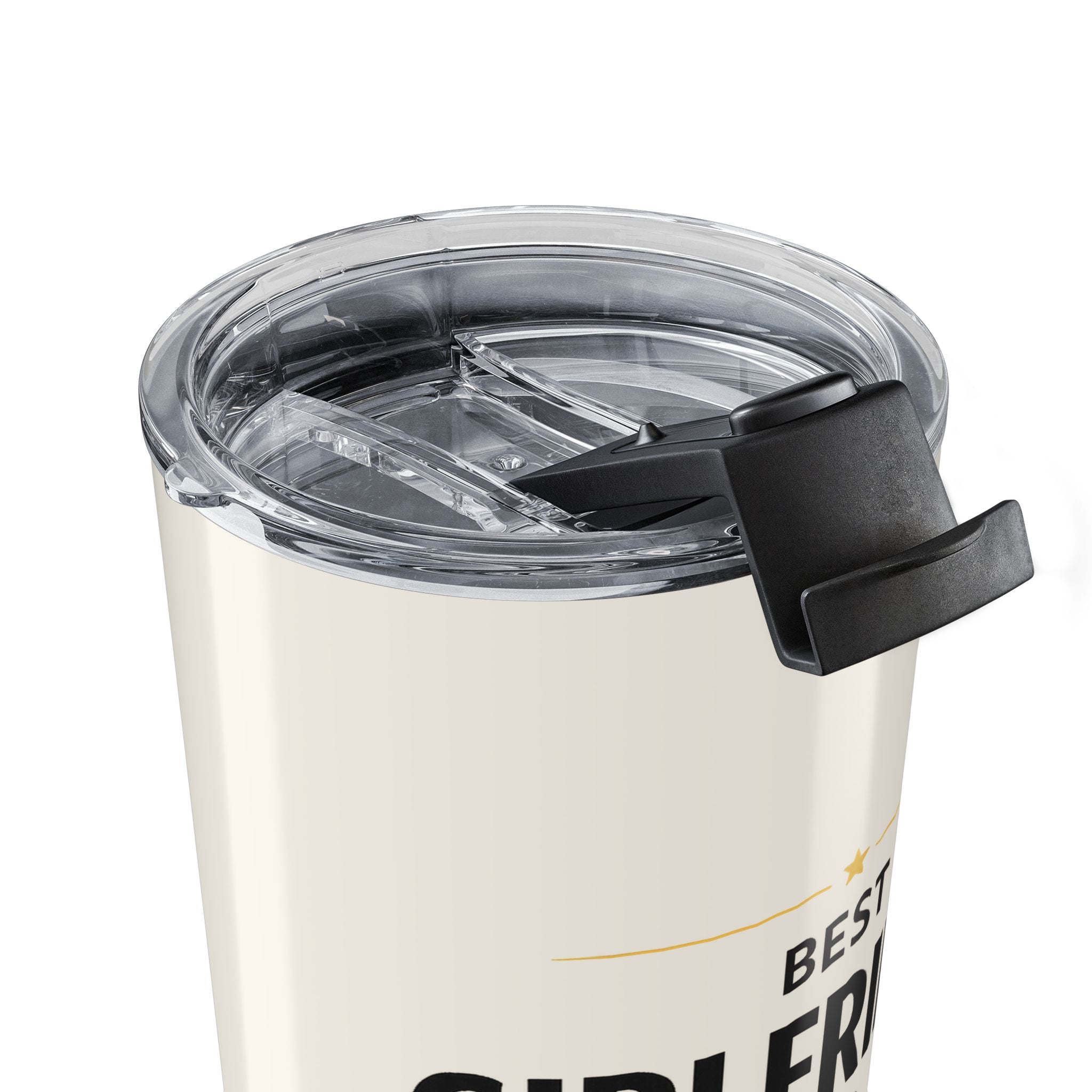 Best Girlfriend Ever tumbler held in hand showing size and grip