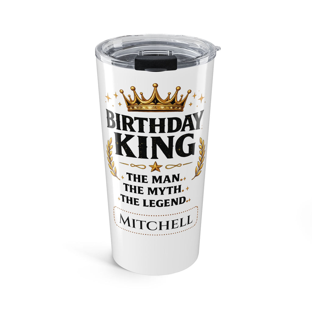 Personalized Birthday King tumbler with custom name and gold crown