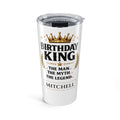 Personalized Birthday King tumbler with custom name and gold crown