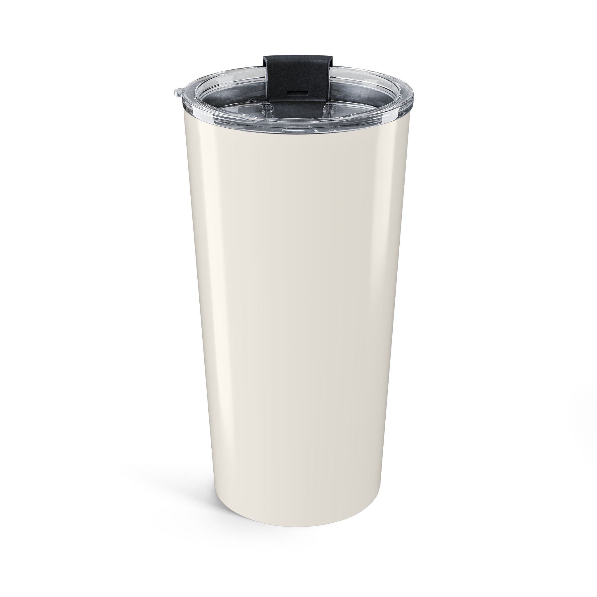 20oz But First, Coffee tumbler shown with clear push-on lid