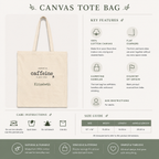 Caffeine and Good Vibes personalized tote bag folded flat lay