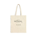 Personalized Caffeine and Good Vibes canvas tote bag with custom name