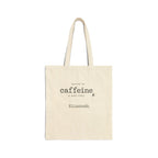 Personalized Caffeine and Good Vibes canvas tote bag with custom name