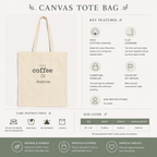 But First Coffee personalized tote bag folded flat lay
