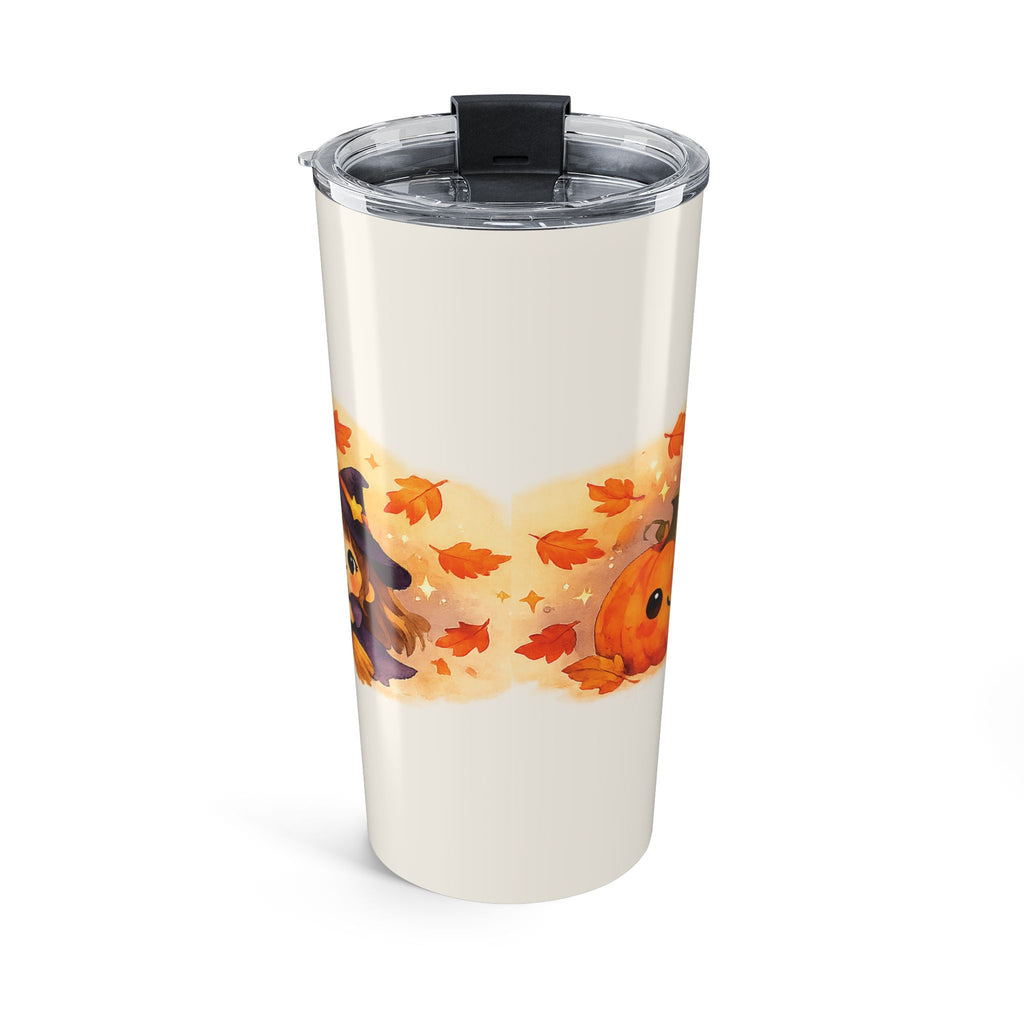 20oz Happy Halloween ghost tumbler shown with clear push-on lid
