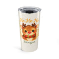 Personalized Ho Ho Ho reindeer tumbler with custom name