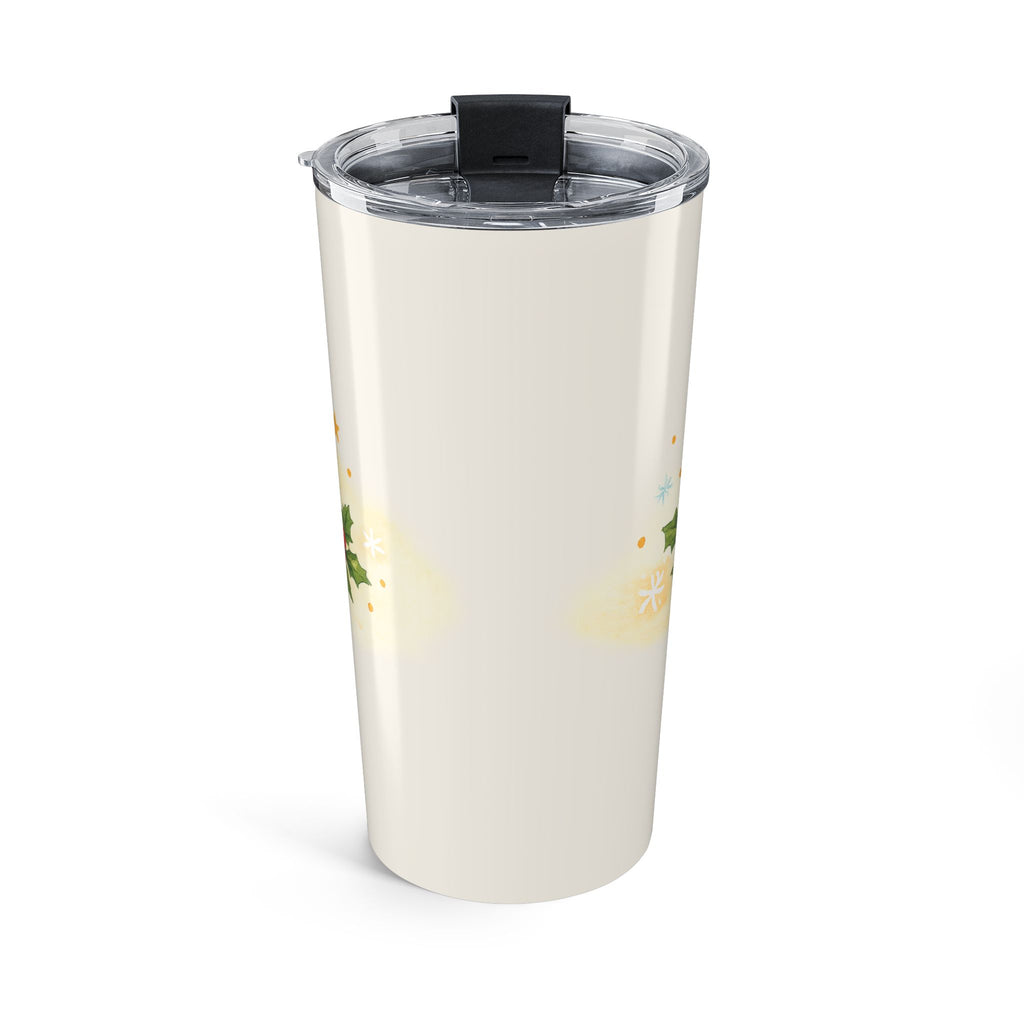 20oz Ho Ho Ho reindeer tumbler shown with clear push-on lid