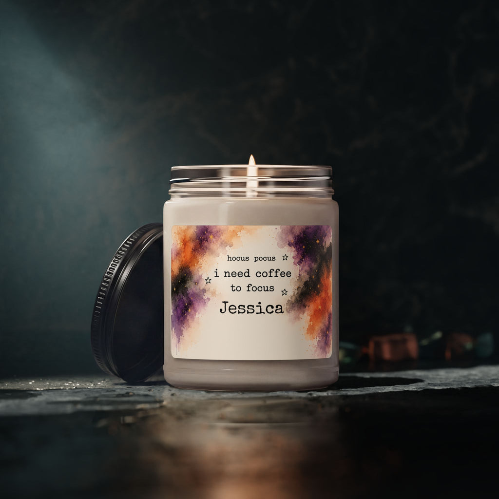 Size reference of the 9 oz Halloween coffee candle jar
