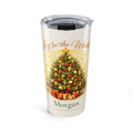 Personalized Joy to the World Christmas tree tumbler with custom name