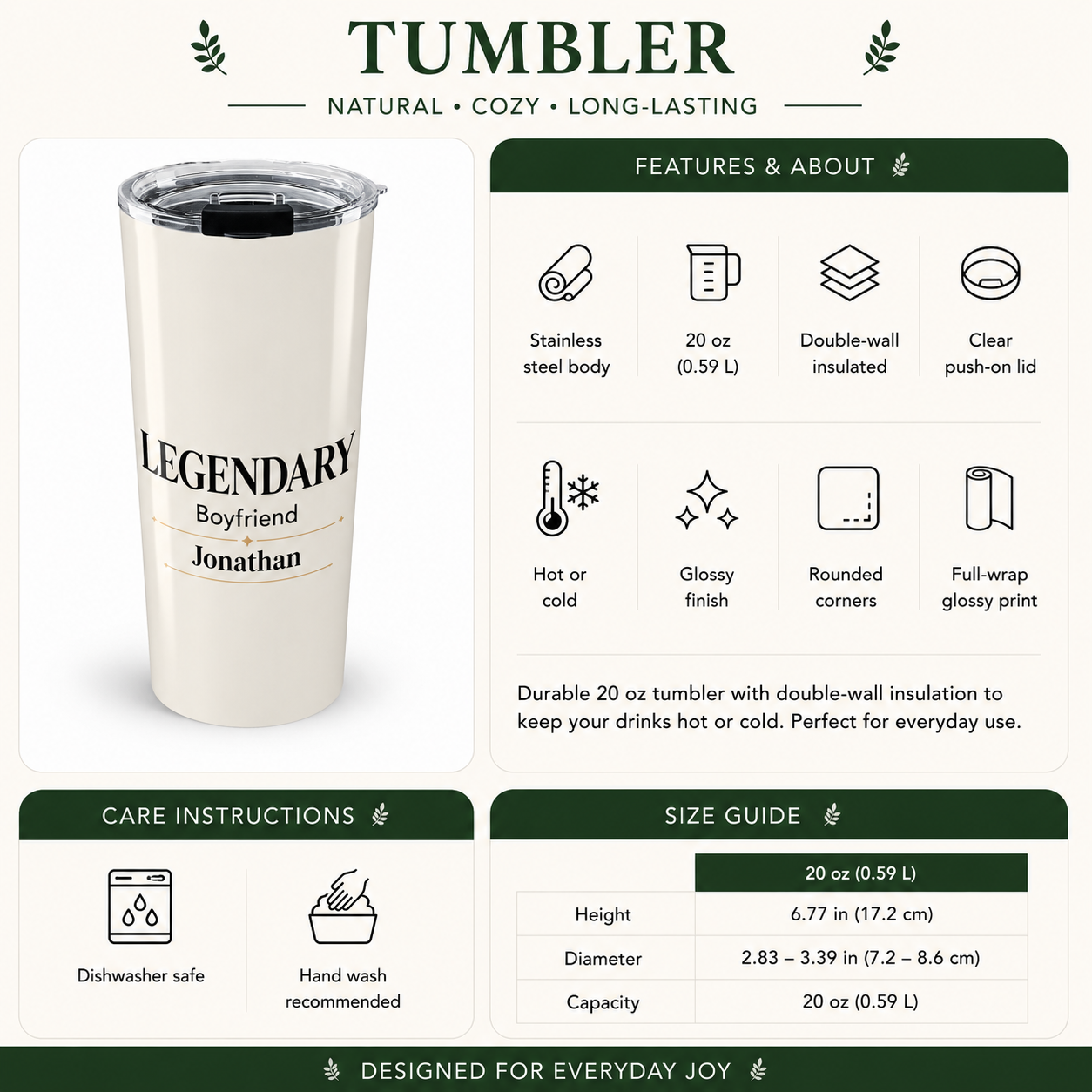 Back angle of Legendary Boyfriend tumbler design