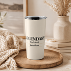 Close-up of custom name personalization on Legendary Boyfriend tumbler