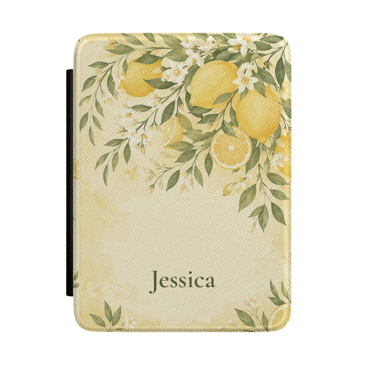 Lemon botanical personalized Kindle case with custom name