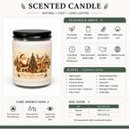 Personalized Christmas candle lit, showing the soft glow of the flame