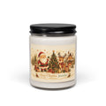Personalized Merry Christmas soy candle with Santa and reindeer scene and the name Jennifer