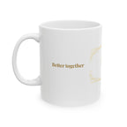 Back view of the personalized Mr and Mrs art deco mug