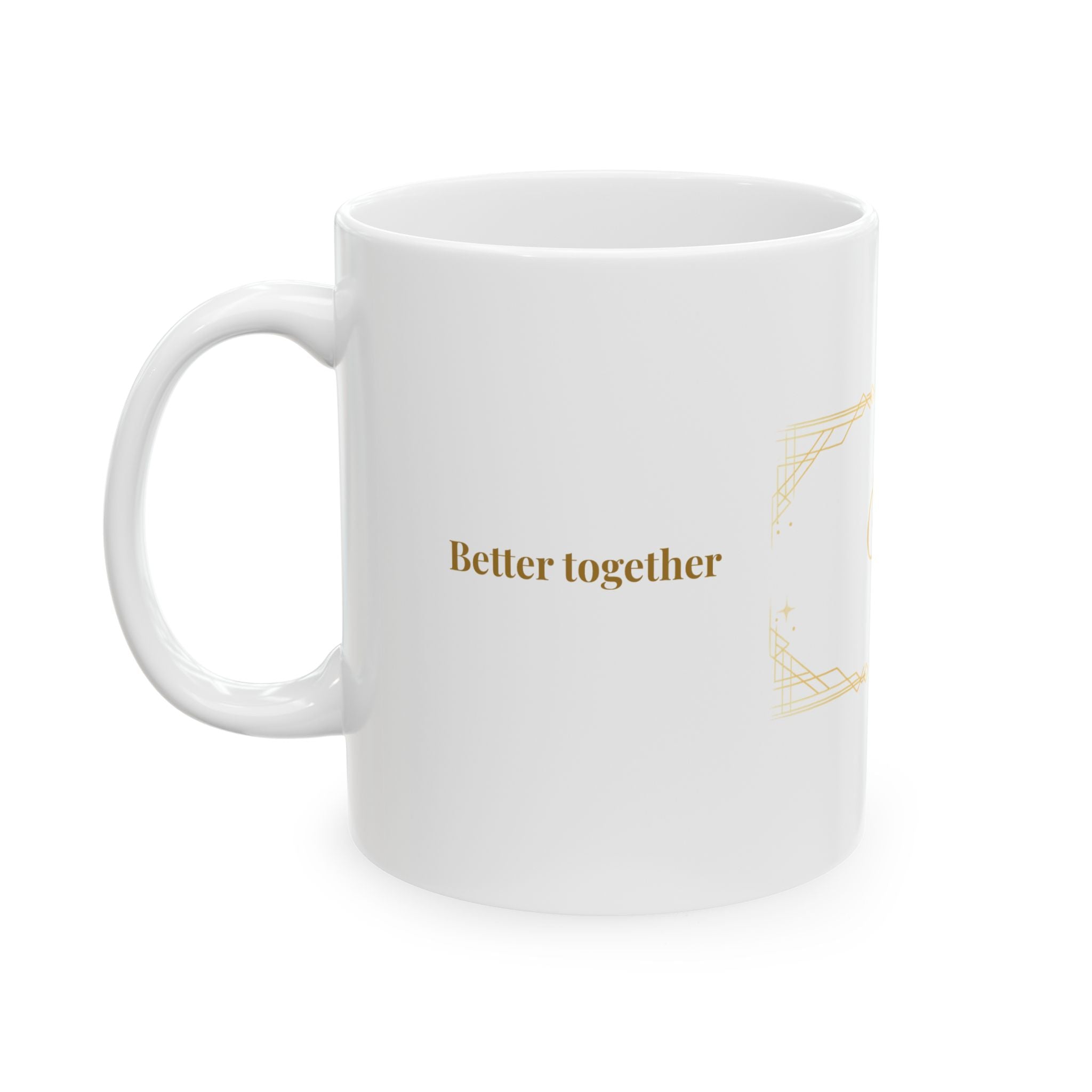 Back view of the personalized Mr and Mrs art deco mug