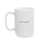 Personalized Mr and Mrs art deco mug shown from a side angle