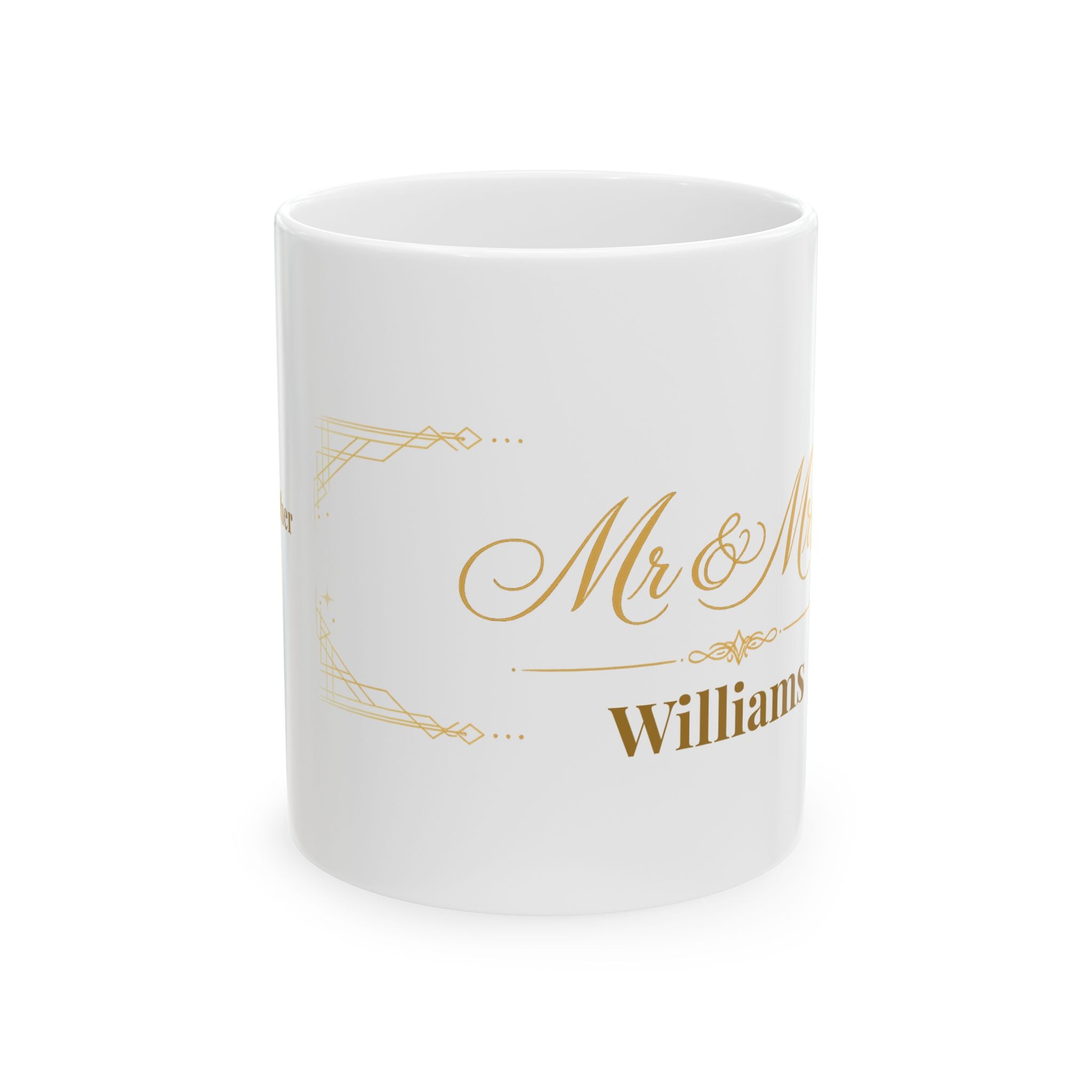 11oz and 15oz size comparison of the personalized art deco mug