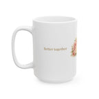 Personalized Mr and Mrs rose bouquet mug styled with fresh roses