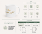 Personalized Mr and Mrs surname mug styled with autumn wildflowers