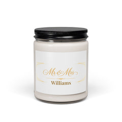 Personalized Mr & Mrs Wedding Candle - Gold Deco