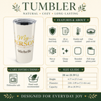 Back angle of My Person gold tumbler design