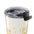 My Person gold tumbler held in hand showing size and grip