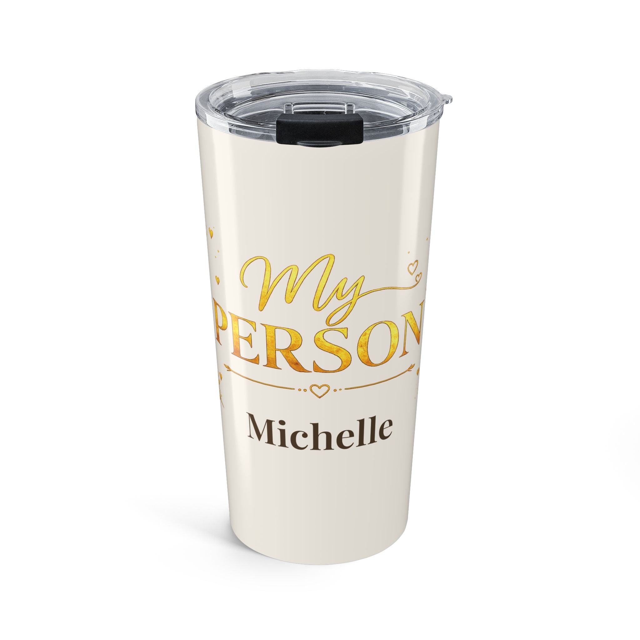 Personalized My Person tumbler with custom name in gold script