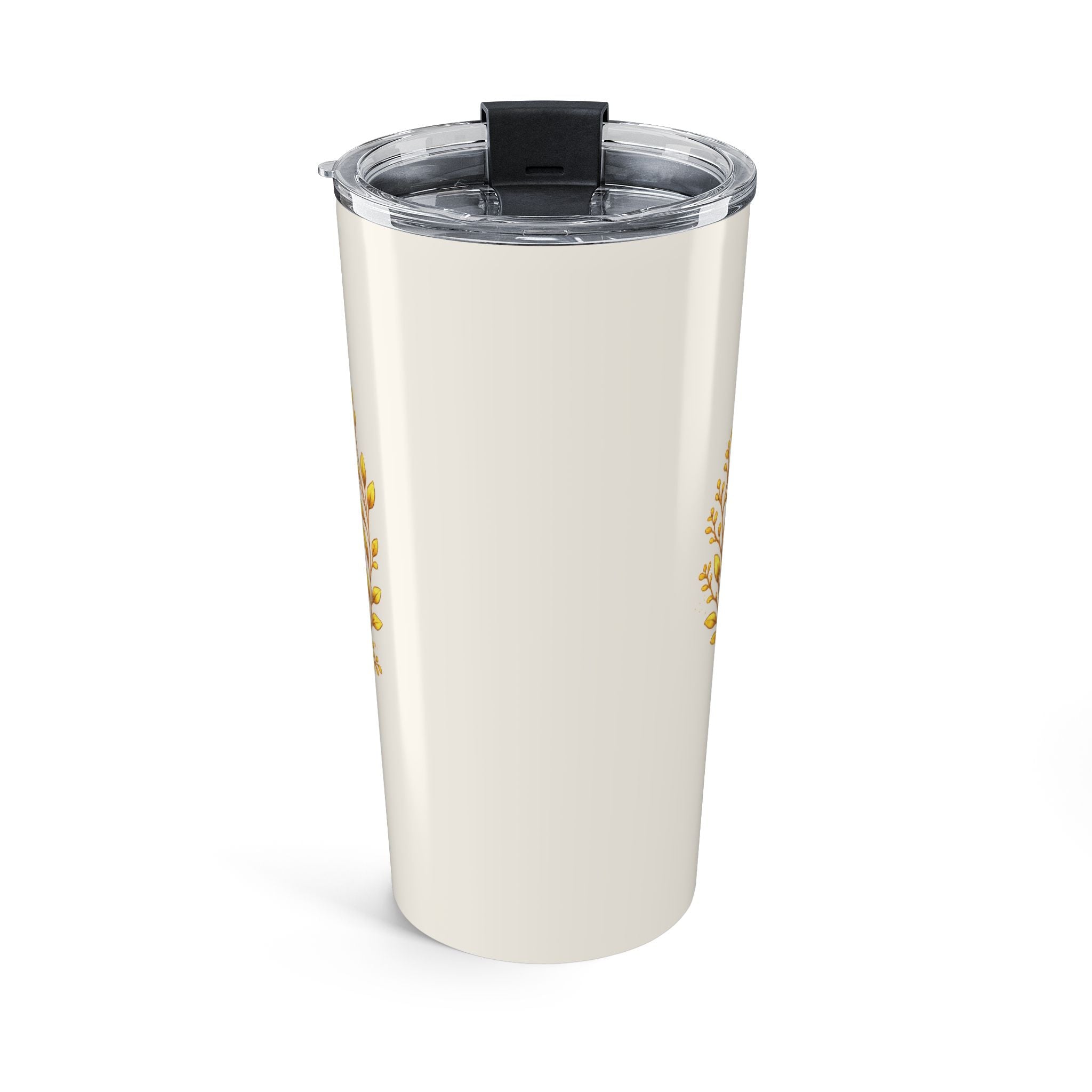 20oz My Person gold tumbler shown with clear push-on lid