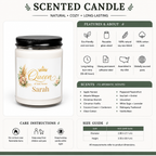 Personalized Queen of the House candle lit, showing the soft glow of the flame