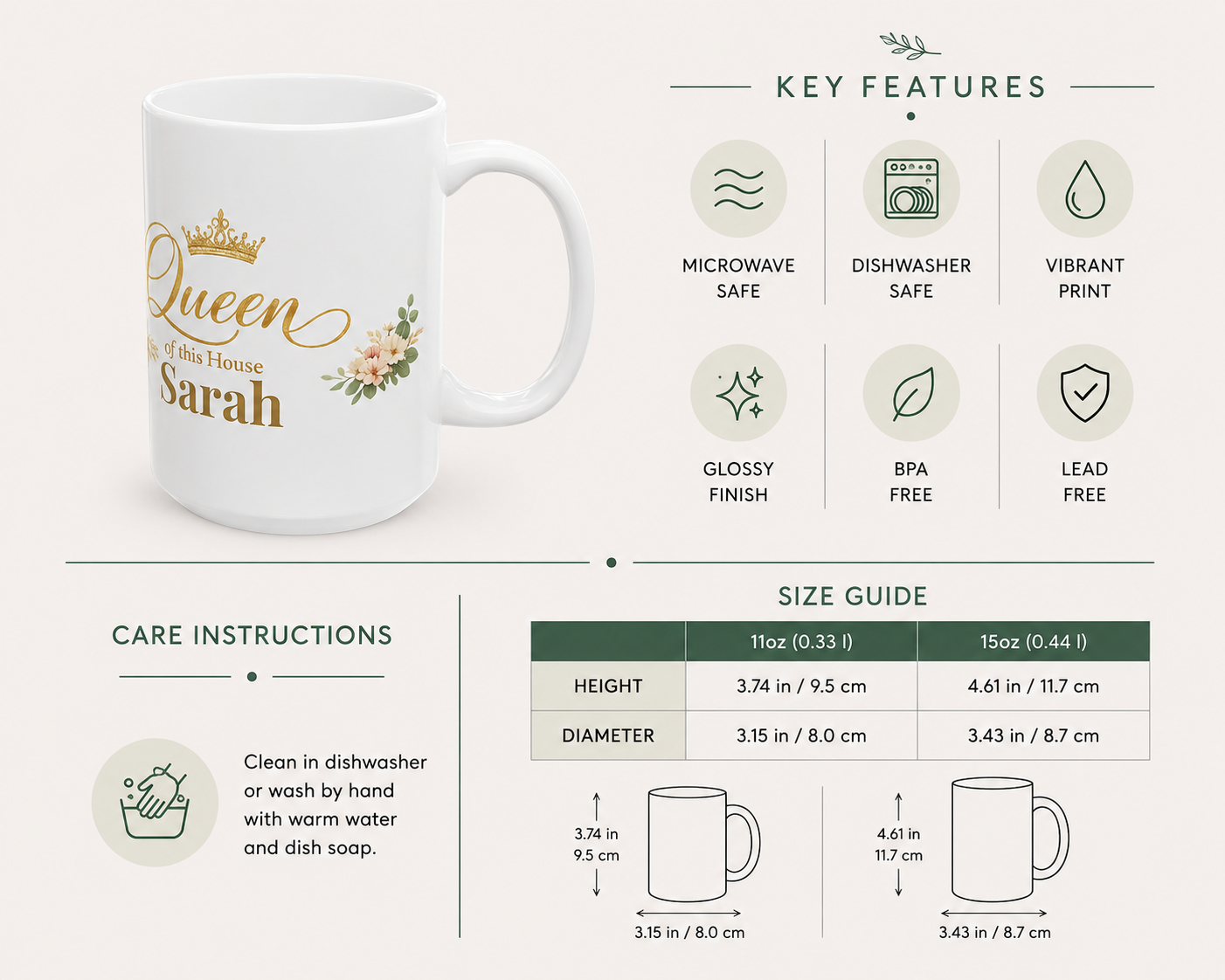 Personalized Queen of This House mug shown gift-boxed