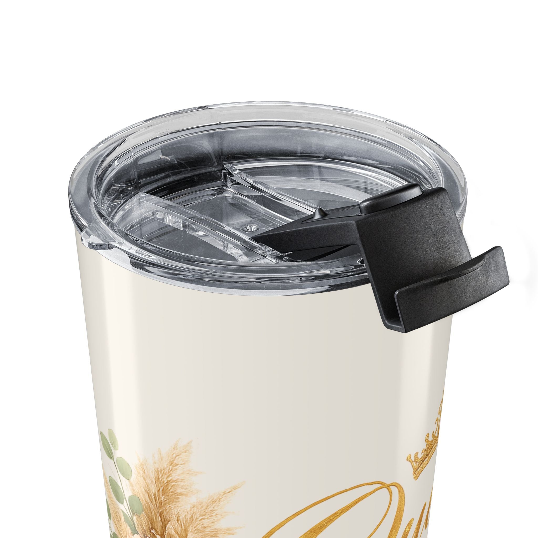 Queen of This House tumbler styled on a table at home
