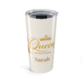 Personalized Queen of This House tumbler with custom name and gold crown