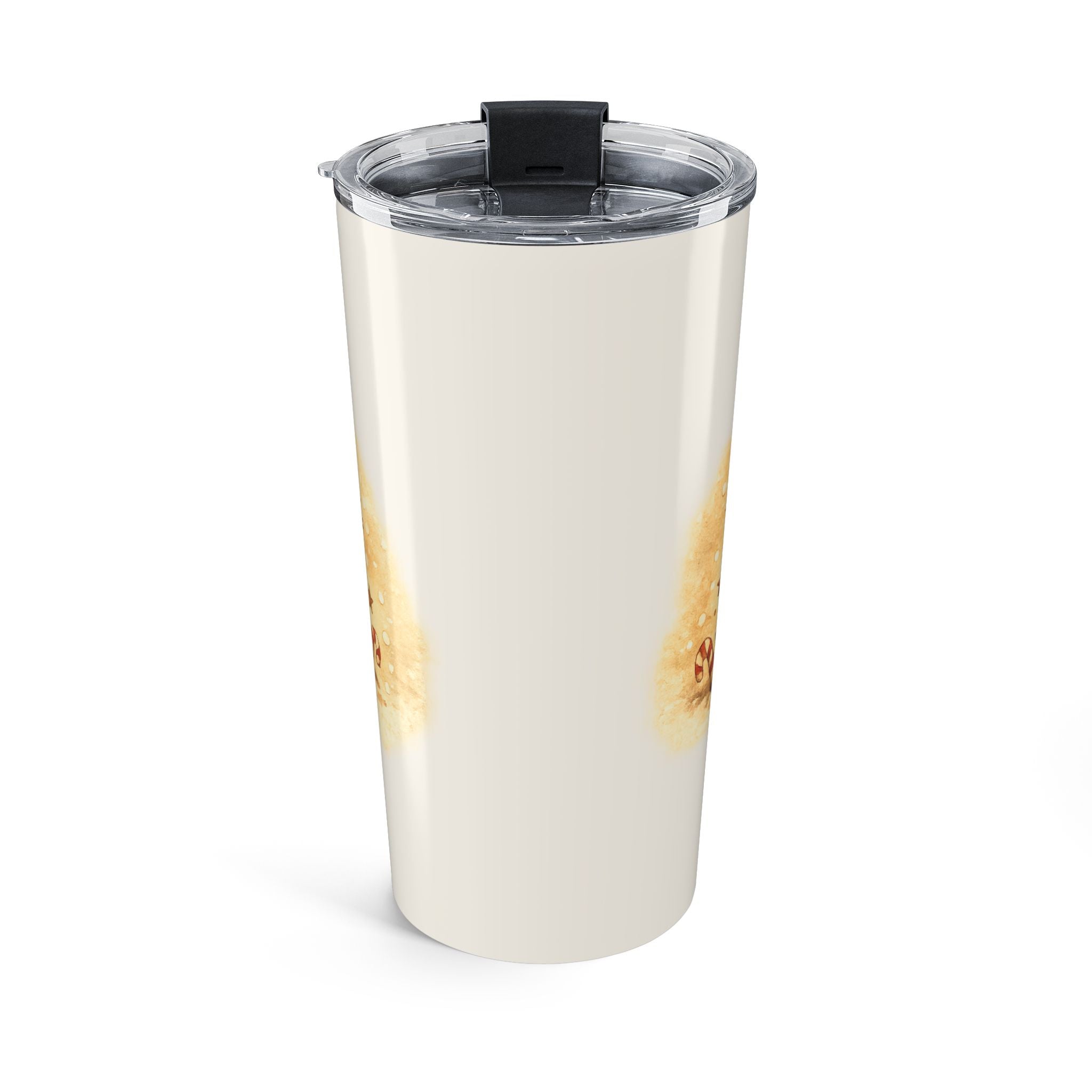 20oz Santa Season's Greetings tumbler shown with clear push-on lid