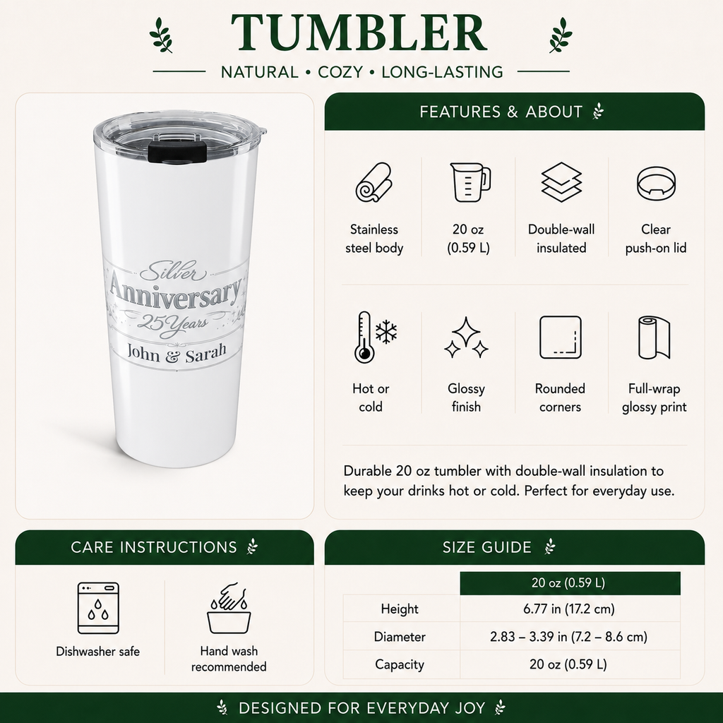 Back angle of Silver Anniversary tumbler design