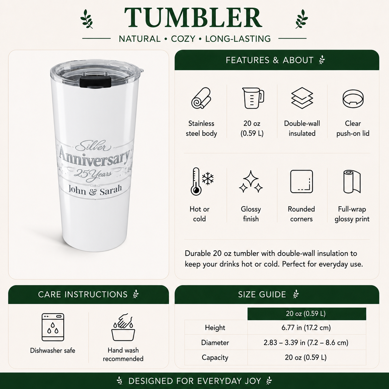 Back angle of Silver Anniversary tumbler design