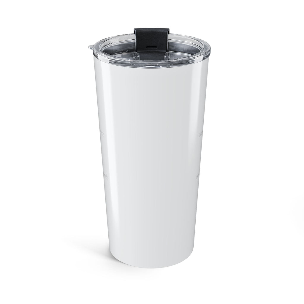 20oz Silver Anniversary tumbler shown with clear push-on lid