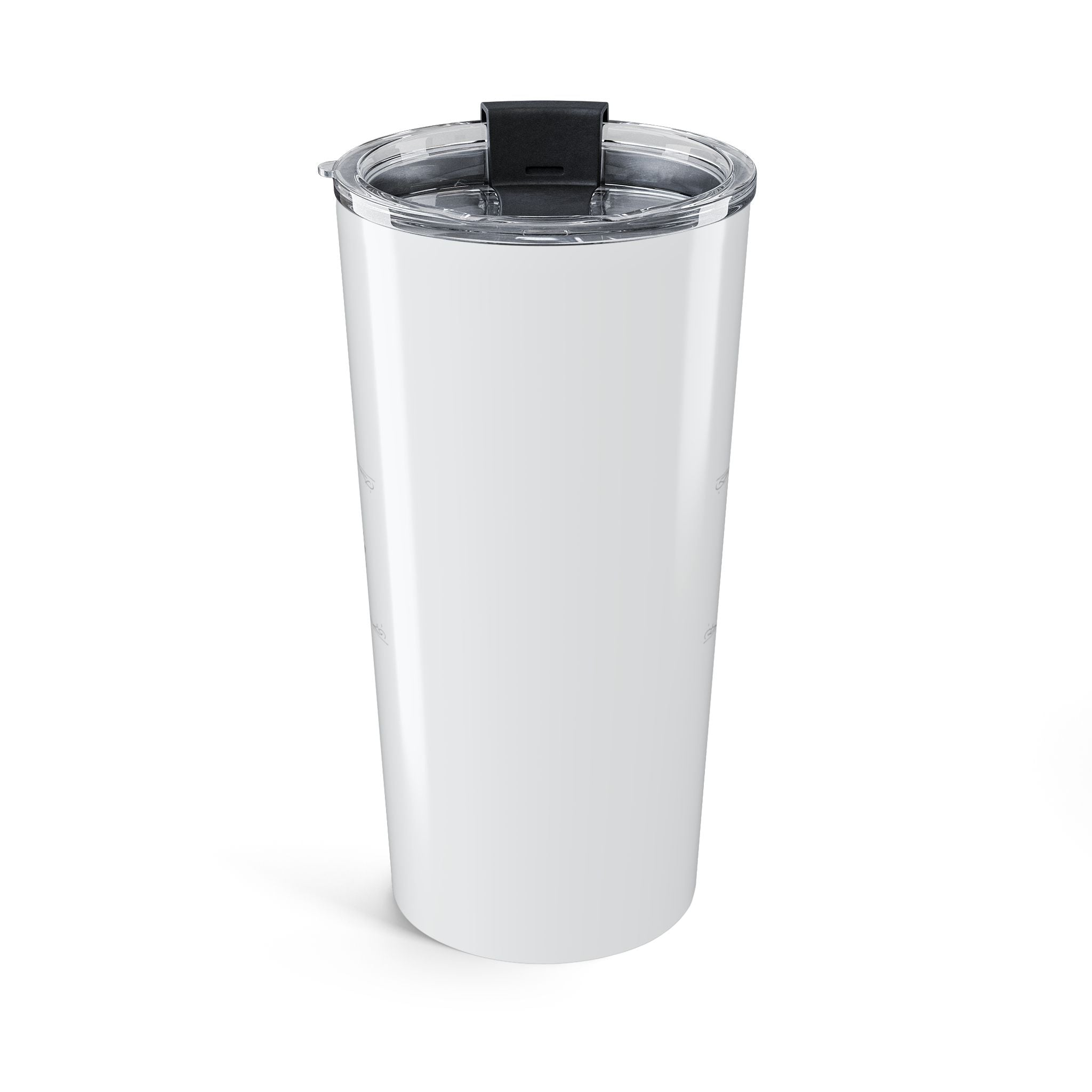 20oz Silver Anniversary tumbler shown with clear push-on lid