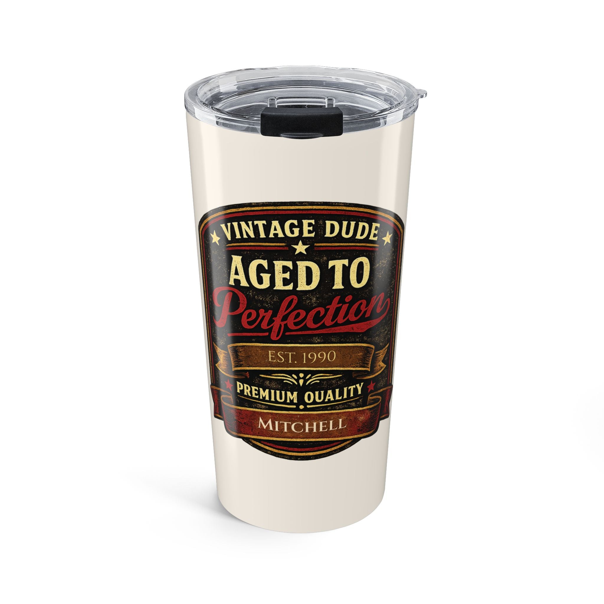 Personalized Vintage Dude Aged to Perfection tumbler with custom name