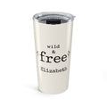 Personalized Wild & Free tumbler with custom name and wildflower design