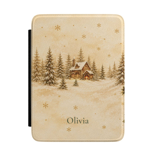 Winter Cottage Personalized Kindle Case