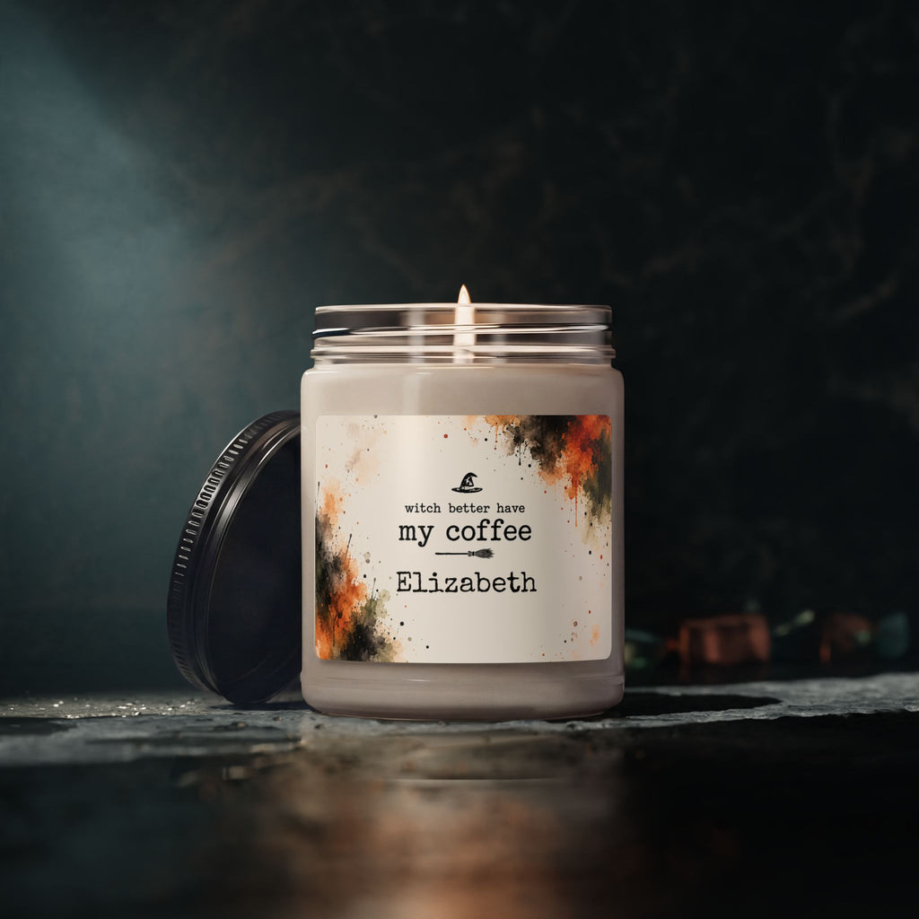 Size reference of the 9 oz Halloween coffee candle jar