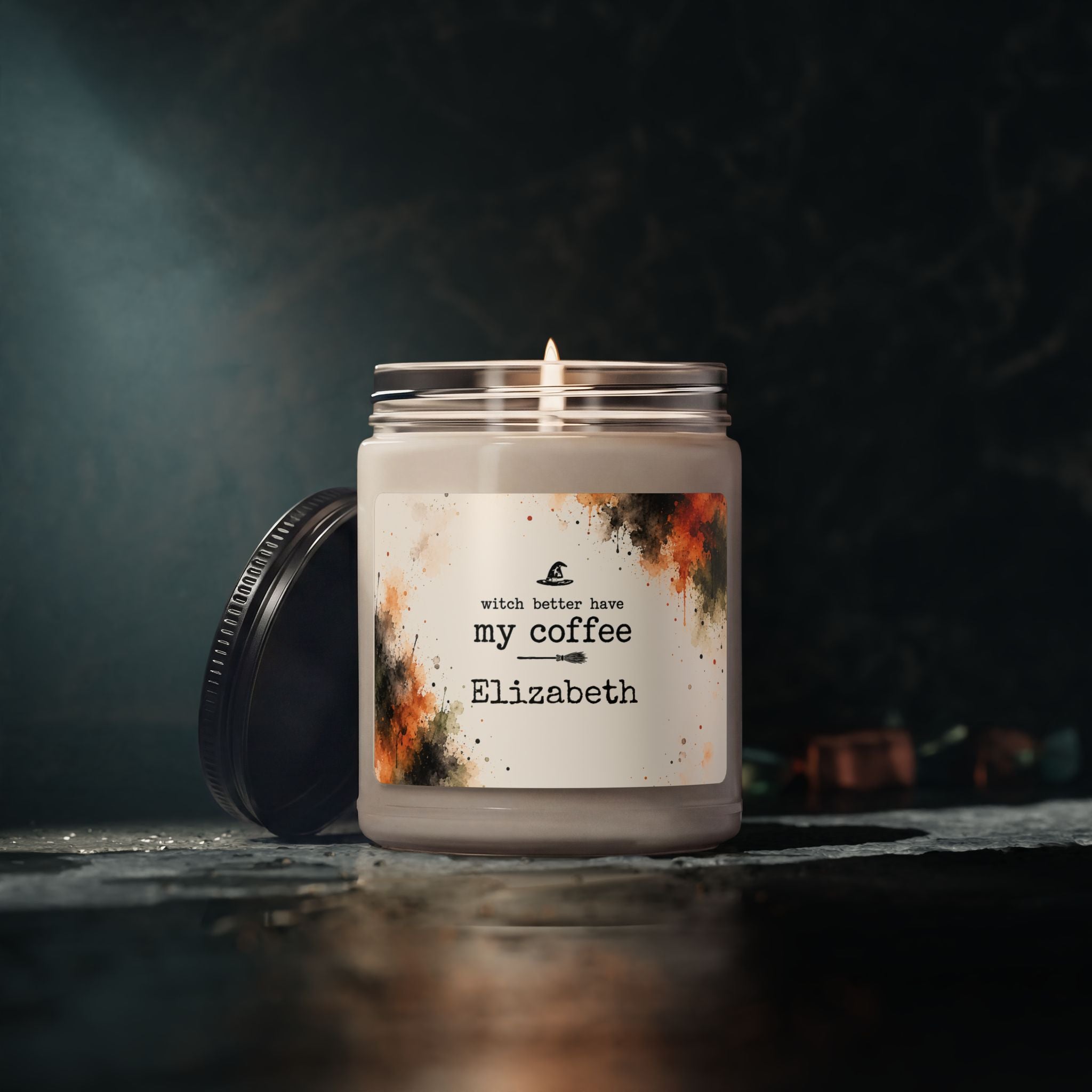Size reference of the 9 oz Halloween coffee candle jar