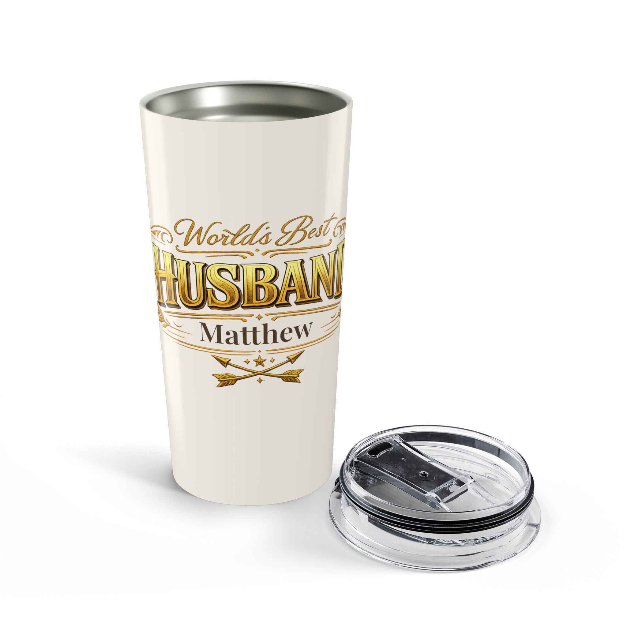 World's Best Husband tumbler styled on a table