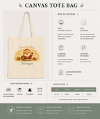 Seasons Greetings Santa personalized tote bag folded flat lay