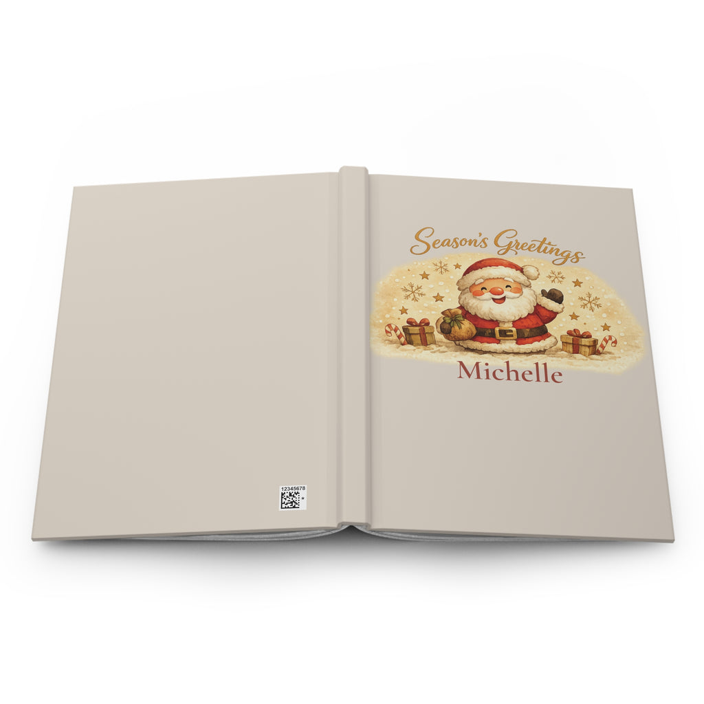 Back cover of the Season's Greetings journal showing the discreet production barcode
