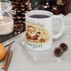 Season's Greetings Santa mug shown in gift packaging